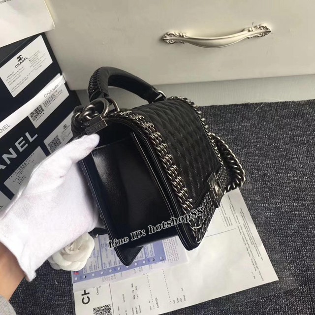 CHANEL女包 小香秋冬專櫃新品 金屬鏈條 進口臘油皮 Boy斜挎女包 香奈兒單肩包 djc1392